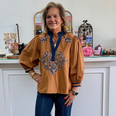 Until The Leaves Fall Top - Camel Shabby Chic Boutique and Tanning Salon