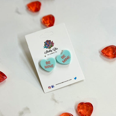 Valentine Be Mine Earrings Shabby Chic Boutique and Tanning Salon Blue