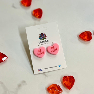 Valentine Be Mine Earrings Shabby Chic Boutique and Tanning Salon Bright Pink