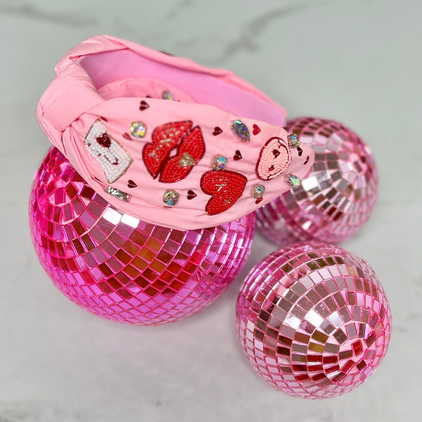 Valentine Headbands Shabby Chic Boutique and Tanning Salon Pink Kiss Hearts