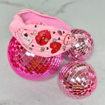 Valentine Headbands Shabby Chic Boutique and Tanning Salon Pink Kiss Hearts