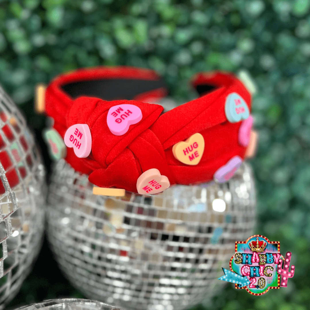 Valentine Headbands Shabby Chic Boutique and Tanning Salon Red/ Hug Me