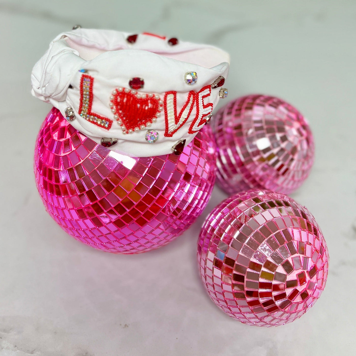 Valentine Headbands Shabby Chic Boutique and Tanning Salon White Beaded Love