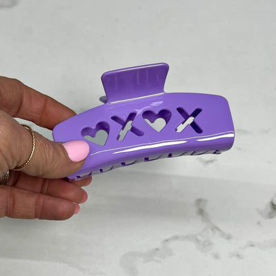Valentine XOXO Hair Clips Shabby Chic Boutique and Tanning Salon Lavendar