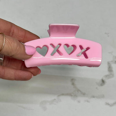Valentine XOXO Hair Clips Shabby Chic Boutique and Tanning Salon Light Pink
