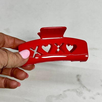 Valentine XOXO Hair Clips Shabby Chic Boutique and Tanning Salon Red