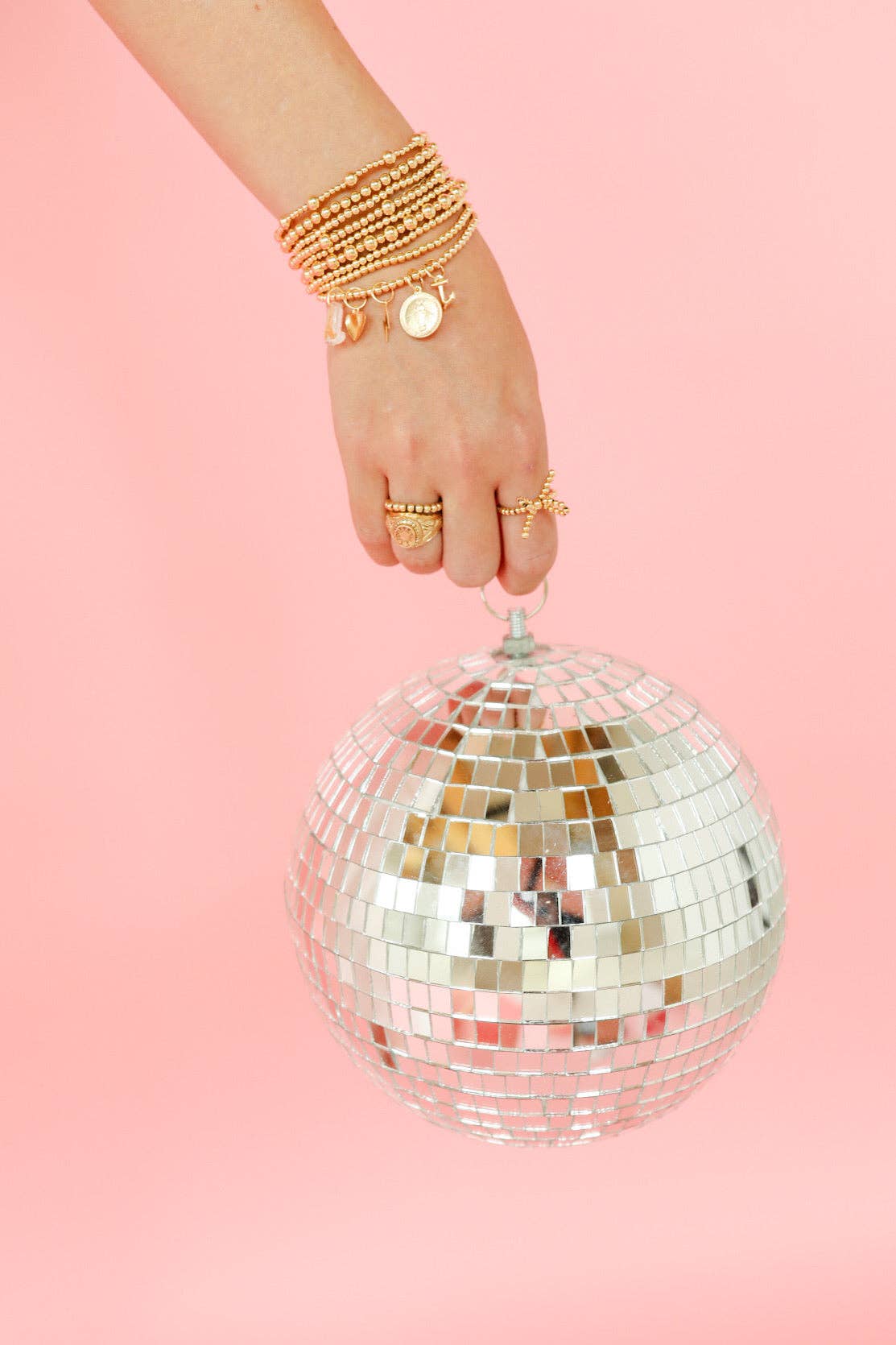 Virgin Mary Gold Charm Bracelet: Extended 7.25 inch Beaded Blondes