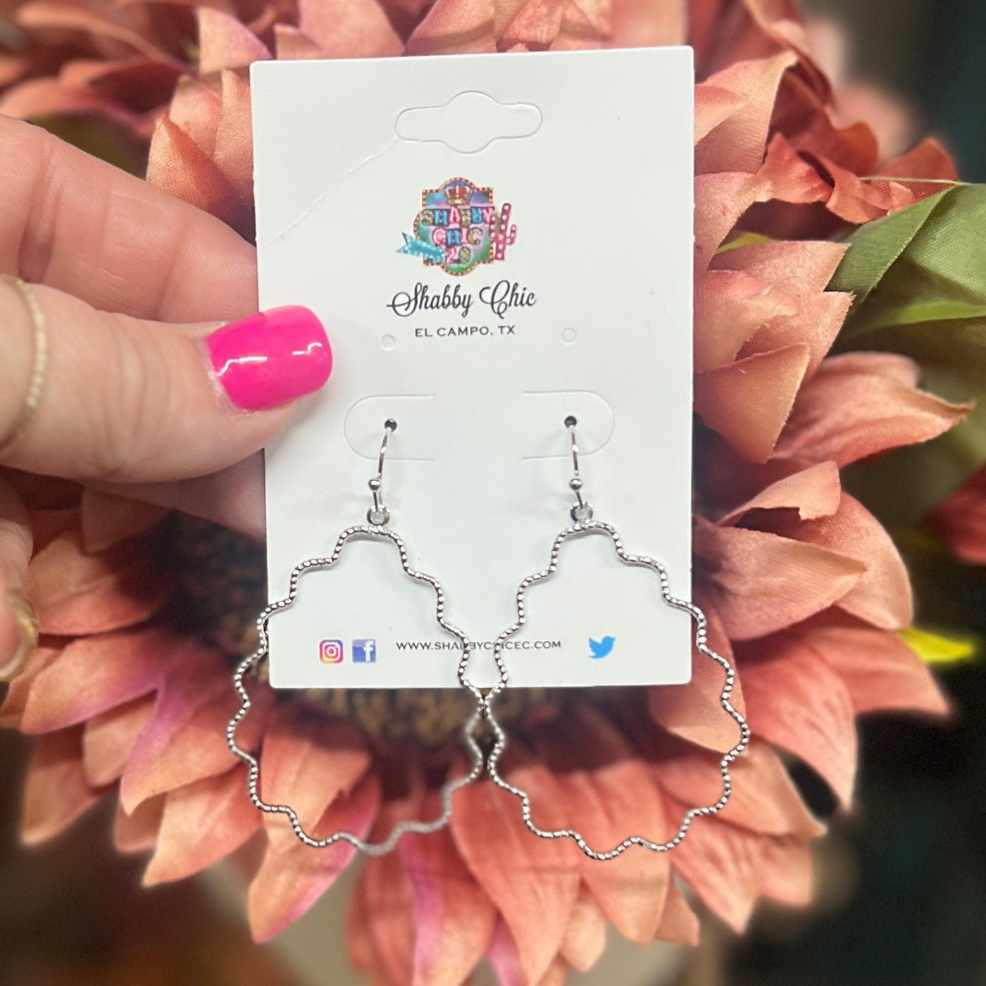 Wavy Drop Earrings - Silver Shabby Chic Boutique and Tanning Salon