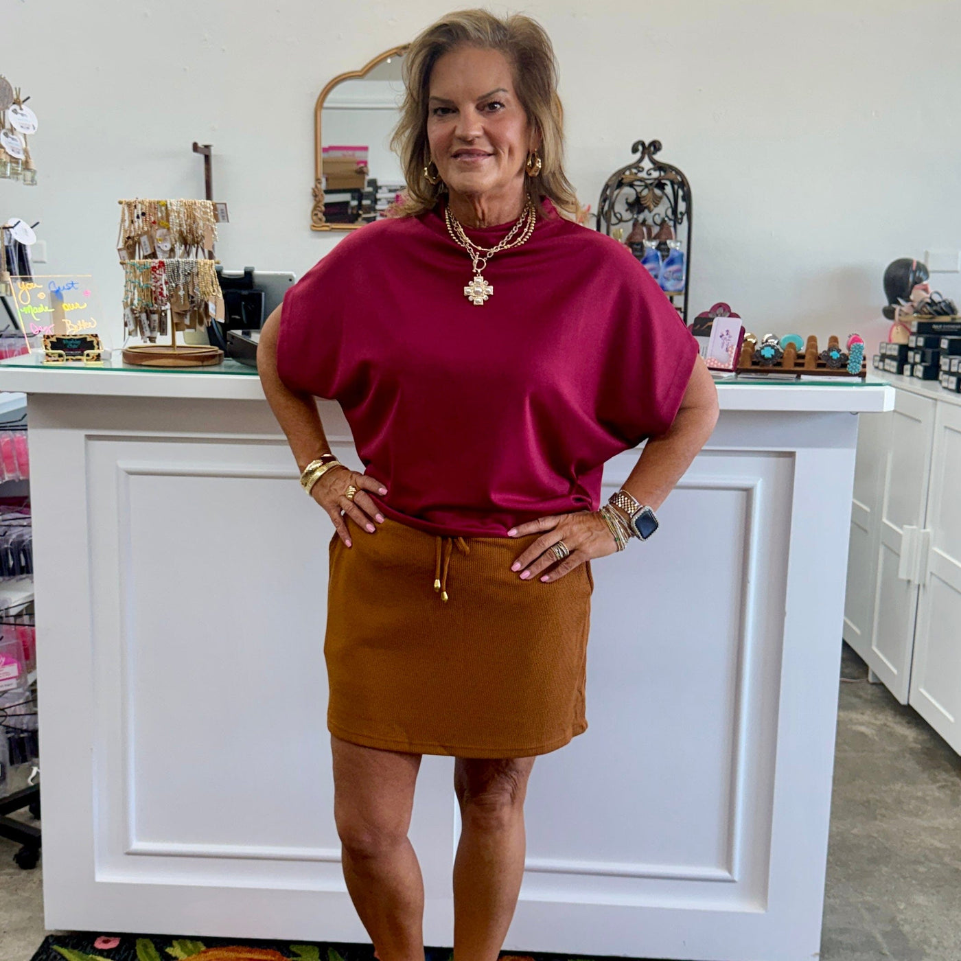 Well Loved Ribbed Skort- Chestnut Shabby Chic Boutique and Tanning Salon