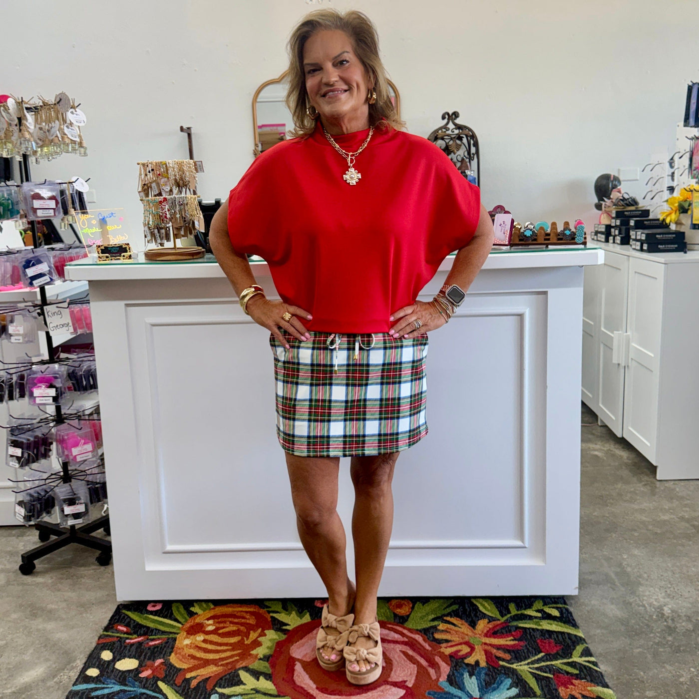 White Christmas Plaid Skort Shabby Chic Boutique and Tanning Salon