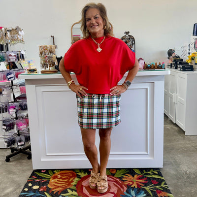 White Christmas Plaid Skort Shabby Chic Boutique and Tanning Salon