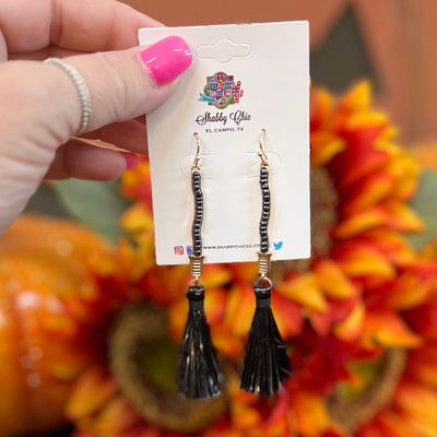 WItches Broom Earrings - Black Shabby Chic Boutique and Tanning Salon