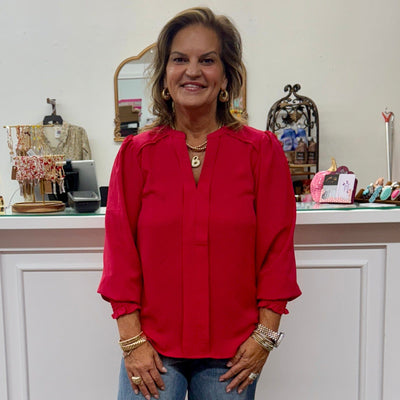 Working Up The Courage Top - Red Shabby Chic Boutique and Tanning Salon
