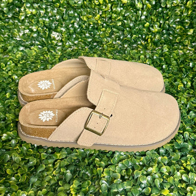 Yellow Box Taupe Maible Clog Shabby Chic Boutique and Tanning Salon