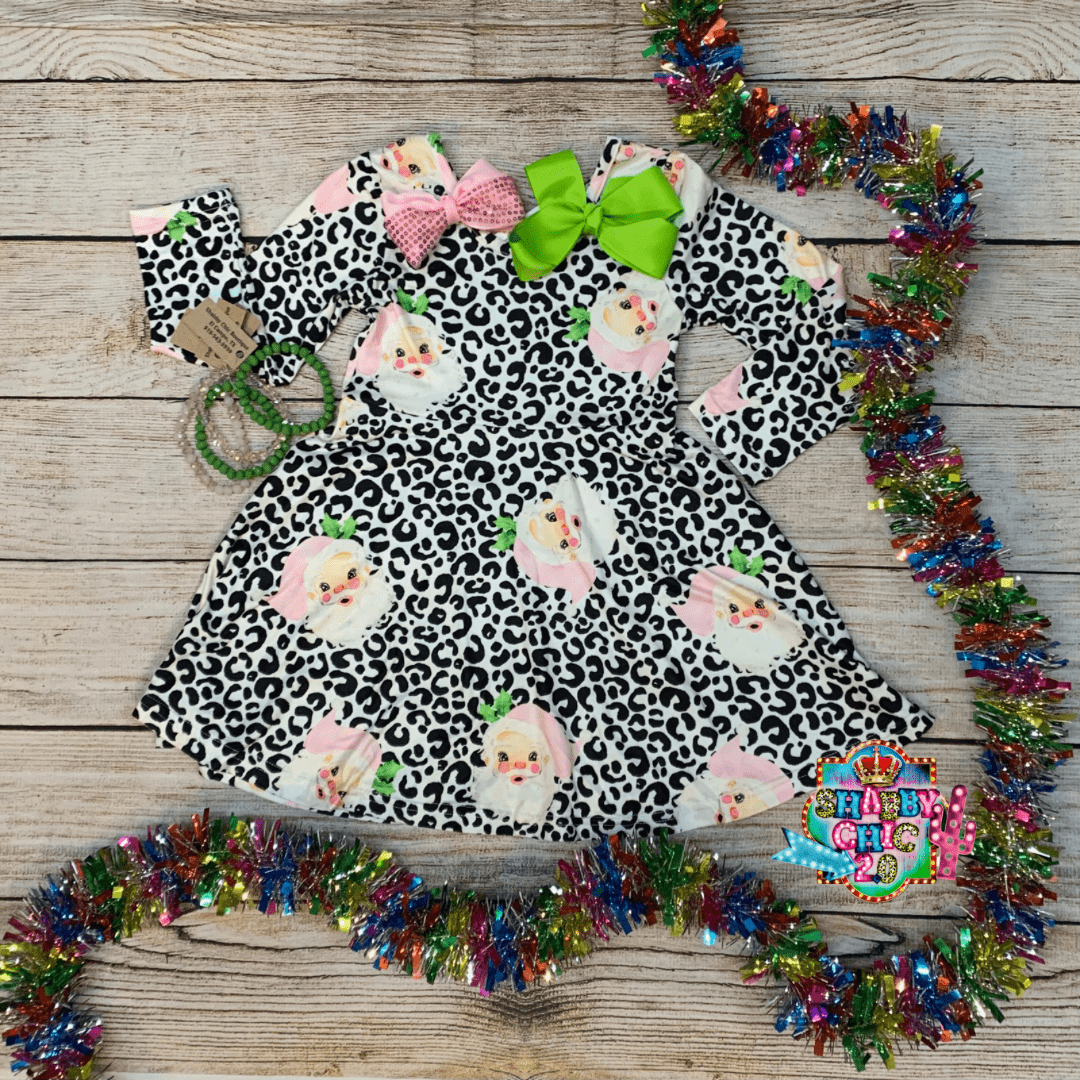 Youth Black Leopard Santa Dress Shabby Chic Boutique and Tanning Salon