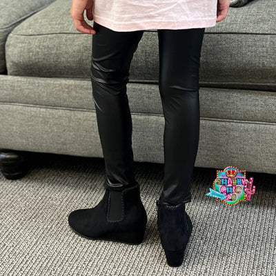 Youth Black Pleather Leggings Shabby Chic Boutique and Tanning Salon