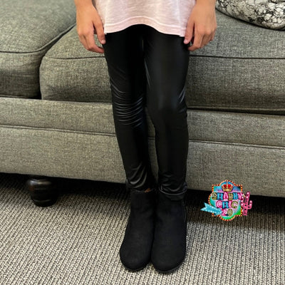 Youth Black Pleather Leggings Shabby Chic Boutique and Tanning Salon