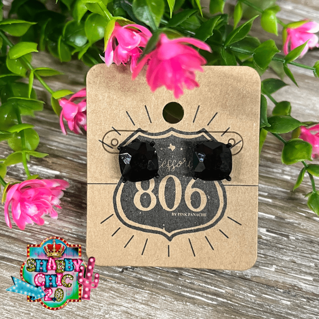 806 Black Stone Stud Earrings - Black Shabby Chic Boutique and Tanning Salon