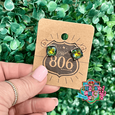 806 Colorful Stud Earrings - Silver Shabby Chic Boutique and Tanning Salon