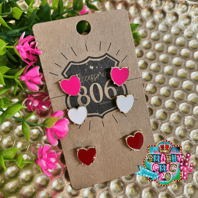806 Heart Studs Earrings Shabby Chic Boutique and Tanning Salon
