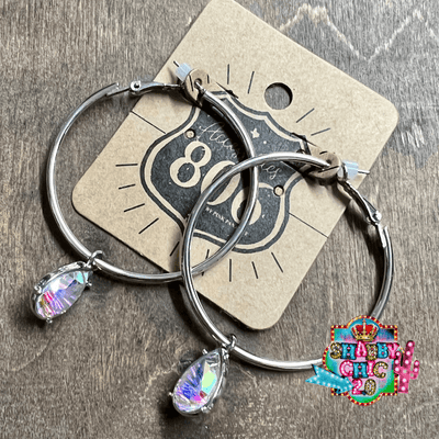 806 Teardrop Starburst Hoops - Silver Shabby Chic Boutique and Tanning Salon