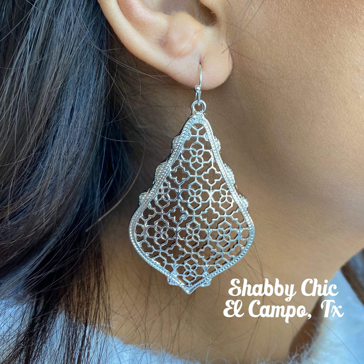 Adorn Silver Earrings Shabby Chic Boutique and Tanning Salon