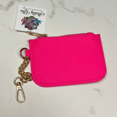 Assorted Coin Pouch with Key Ring Shabby Chic Boutique and Tanning Salon Hot Pink