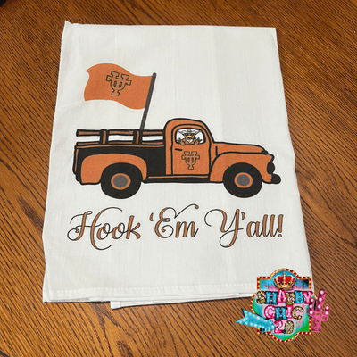 Assorted Tea Towels Shabby Chic Boutique and Tanning Salon Hook'em Y'all