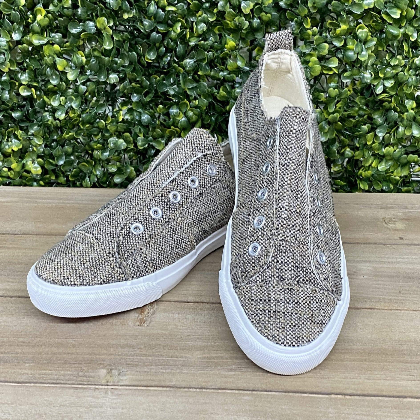 Babalu Tweed Slip on Shoes Shabby Chic Boutique and Tanning Salon