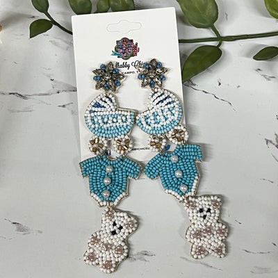 Baby Boy Beaded Earrings Shabby Chic Boutique and Tanning Salon