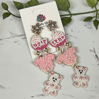 Baby Girl Beaded Earrings Shabby Chic Boutique and Tanning Salon