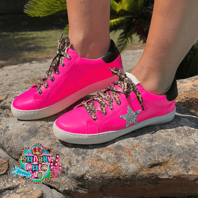 Bad B!t(h Sneakers - Hot Pink Shabby Chic Boutique and Tanning Salon