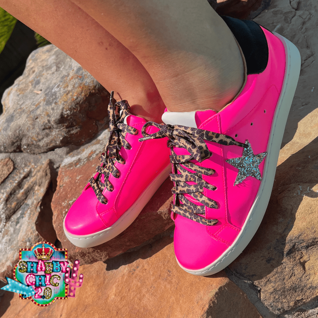 Bad B!t(h Sneakers - Hot Pink Shabby Chic Boutique and Tanning Salon