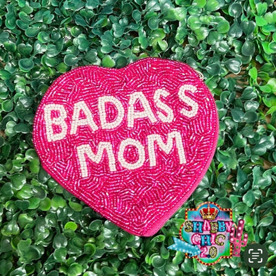 Badass Mom Beaded Coin Bag Shabby Chic Boutique and Tanning Salon