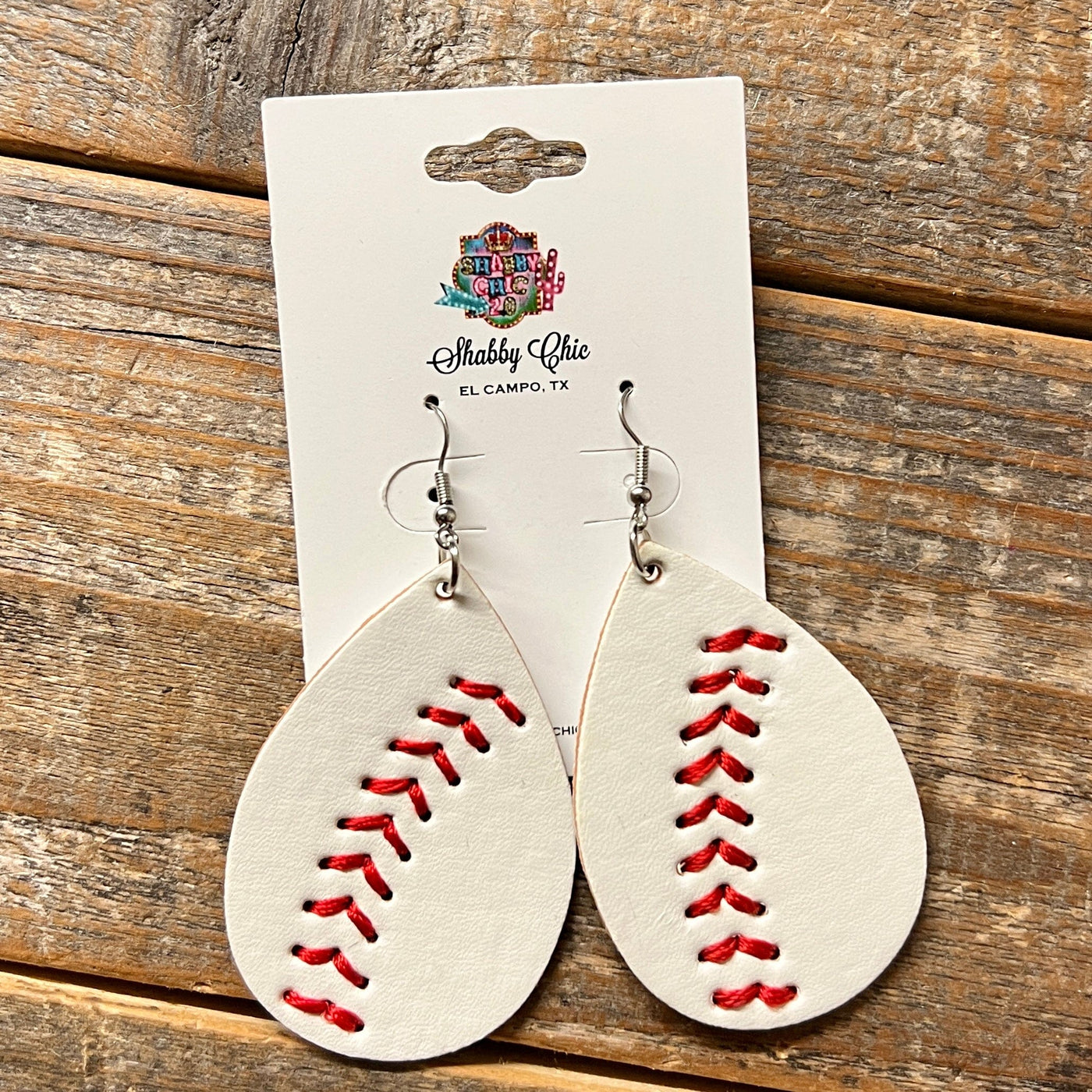 Baseball Earrings with Stitching Shabby Chic Boutique and Tanning Salon