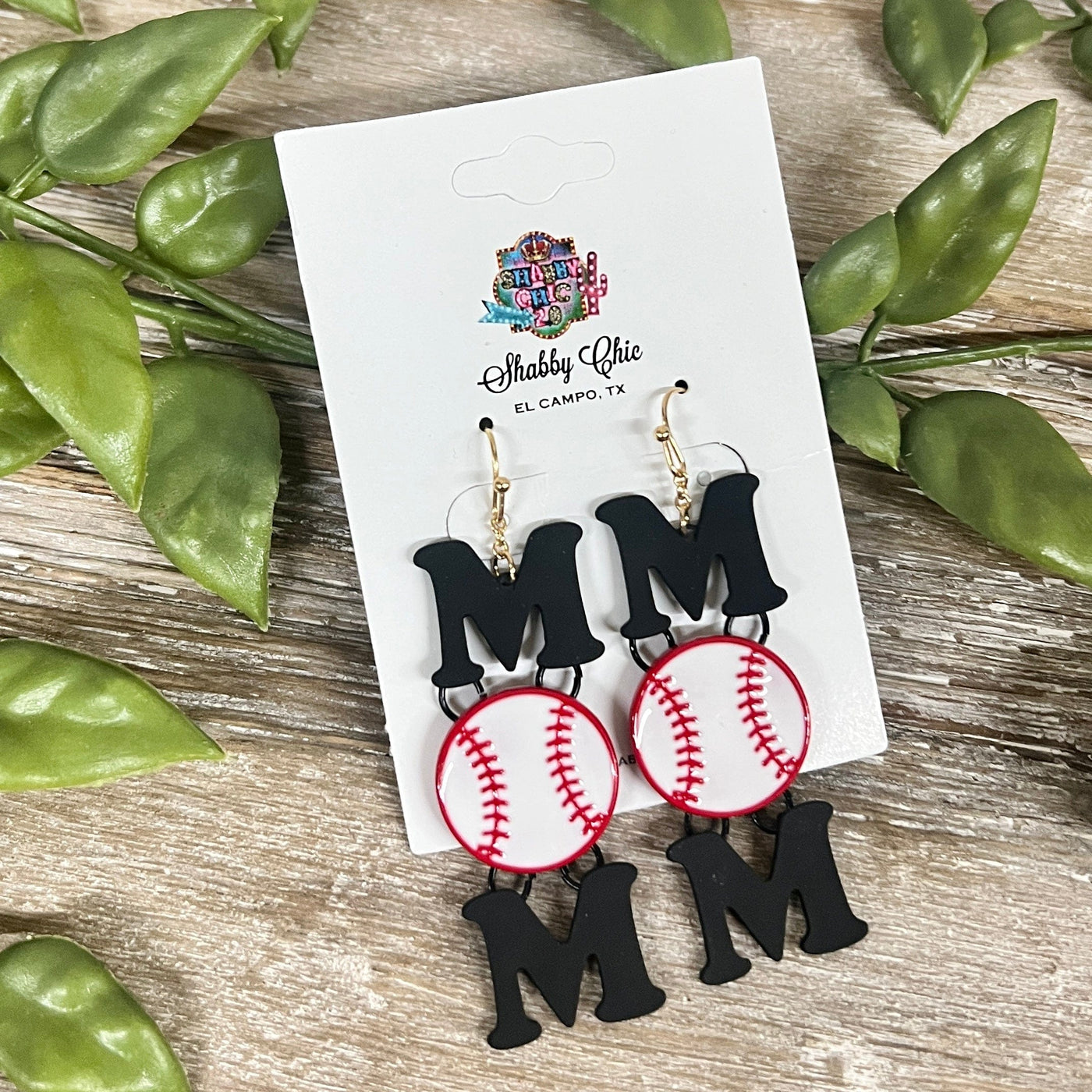 Baseball MOM Earrings Shabby Chic Boutique and Tanning Salon