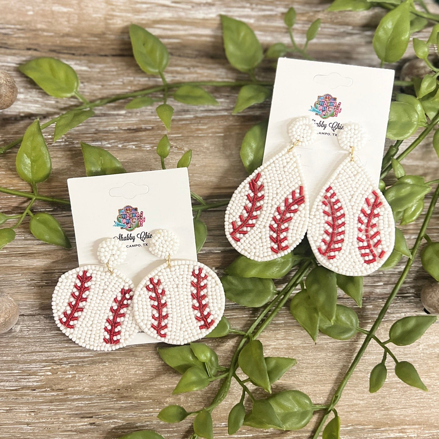 Beaded Baseball Earrings Shabby Chic Boutique and Tanning Salon
