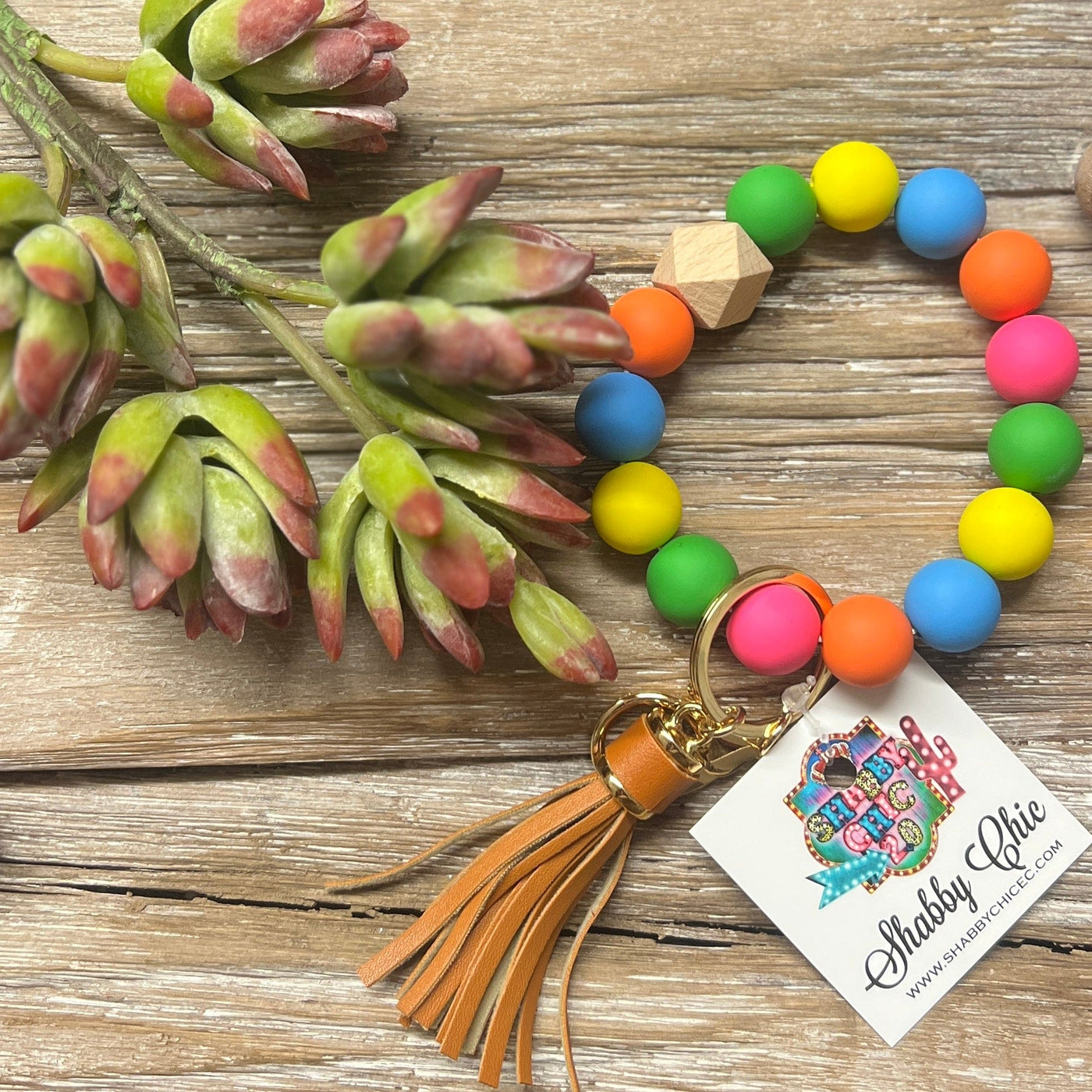 Beaded Bracelet Key Ring - Tropical Vibes Shabby Chic Boutique and Tanning Salon