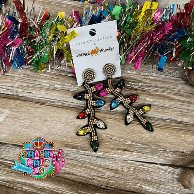 Beaded Christmas Lights Earrings Shabby Chic Boutique and Tanning Salon