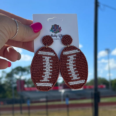 Beaded Football Earrings Shabby Chic Boutique and Tanning Salon