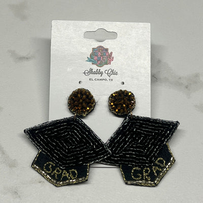 Beaded Grad Cap Earrings Shabby Chic Boutique and Tanning Salon