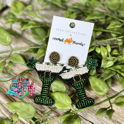 Beaded Green Martini Earrings Shabby Chic Boutique and Tanning Salon