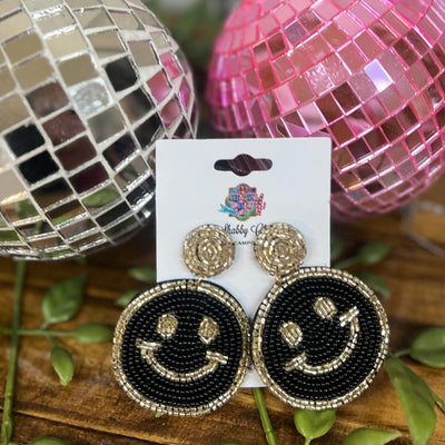 Beaded Happy Earrings Shabby Chic Boutique and Tanning Salon
