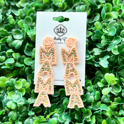 Beaded Mama Earrings Shabby Chic Boutique and Tanning Salon Peach