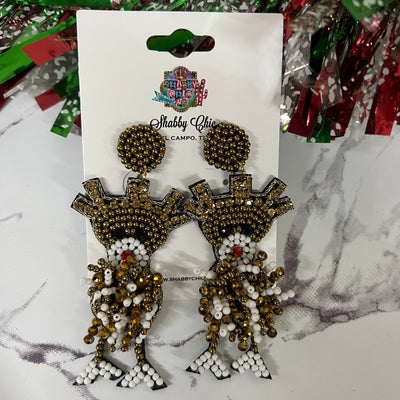 Beaded Reindeer Earrings Shabby Chic Boutique and Tanning Salon