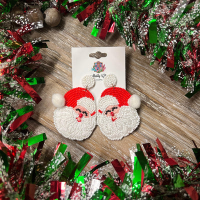 Beaded Santa Earrings Shabby Chic Boutique and Tanning Salon