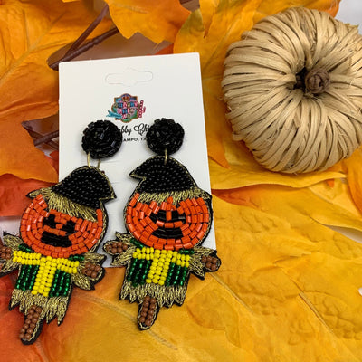 Beaded Scarecrow Earrings Shabby Chic Boutique and Tanning Salon