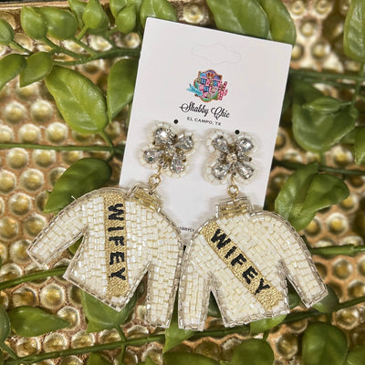 Beaded Wifey Earrings Shabby Chic Boutique and Tanning Salon