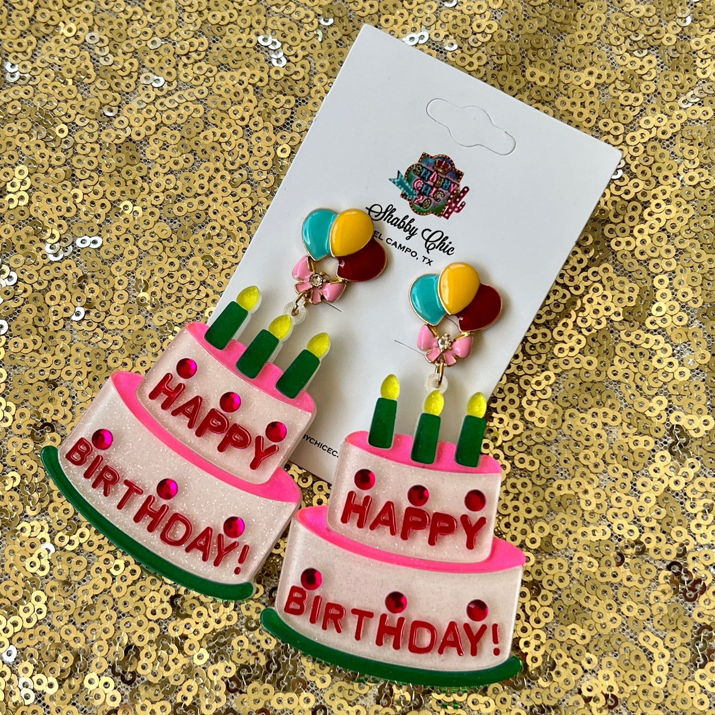 Birthday Cake Earrings Shabby Chic Boutique and Tanning Salon