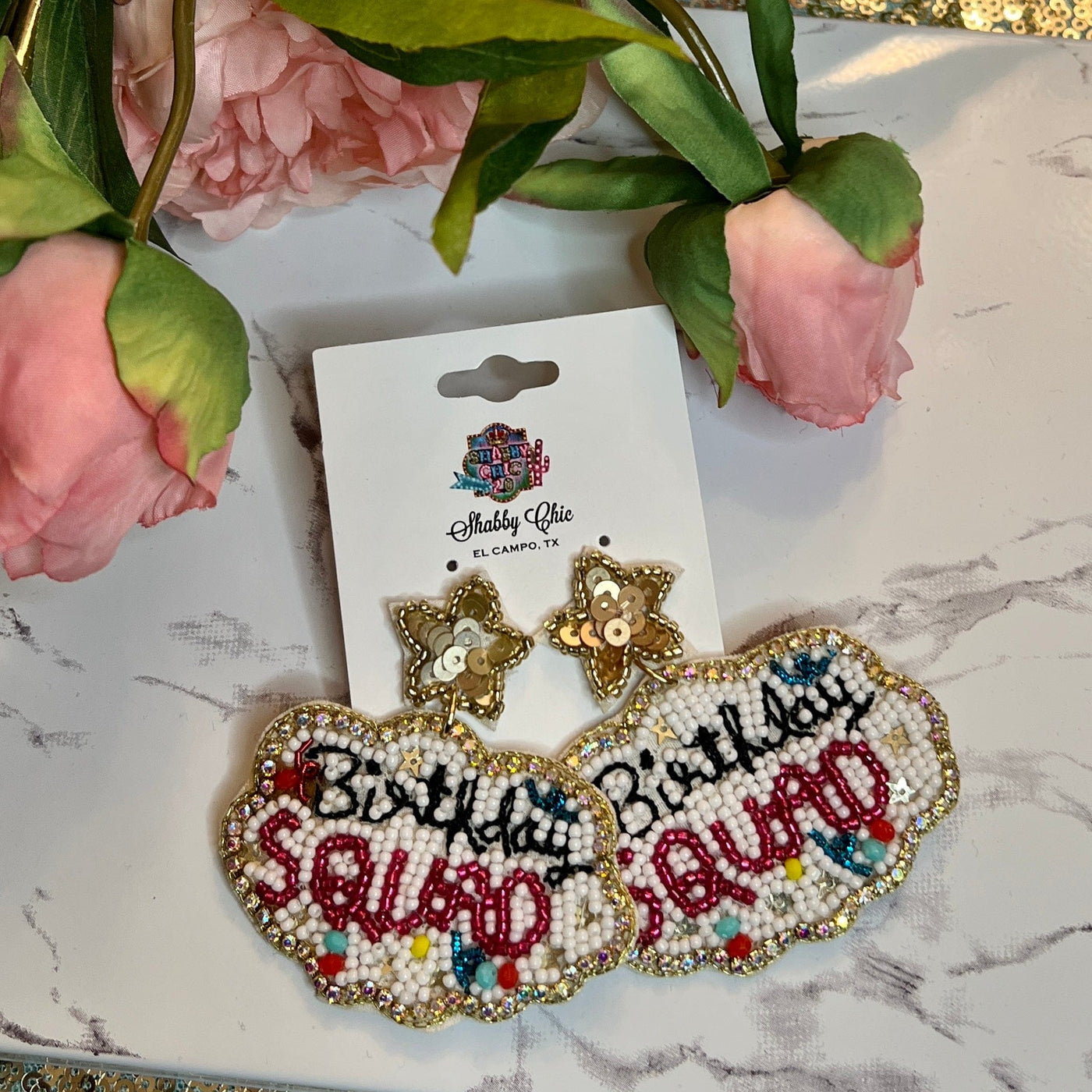 Birthday Squad Earrings - AB Stones Shabby Chic Boutique and Tanning Salon